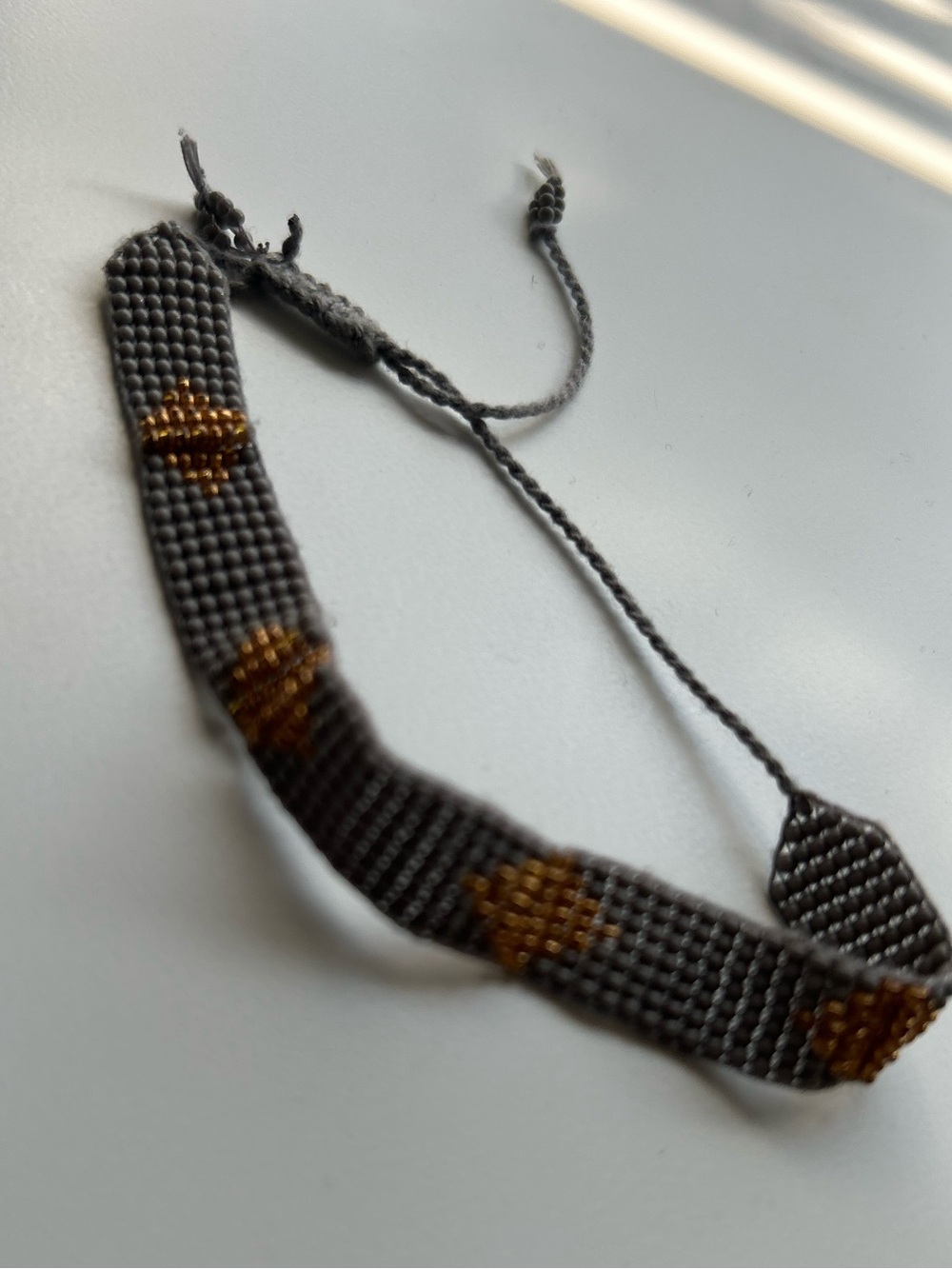 Handmade Gray and Gold Beaded  Bracelet